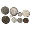 Image 2 : World Coin Lot; Assorted Group; British tokens, US Civil War token, World silver coins.  Group of 9 