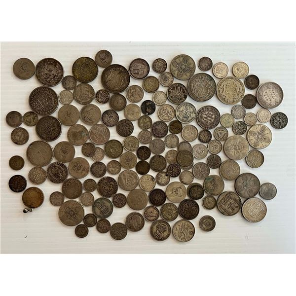 World coin lot;  Assorted group of World silver coins. Approx. 500 grams