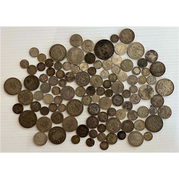 World coin lot;  Assorted group of World silver coins. Approx. 500 grams