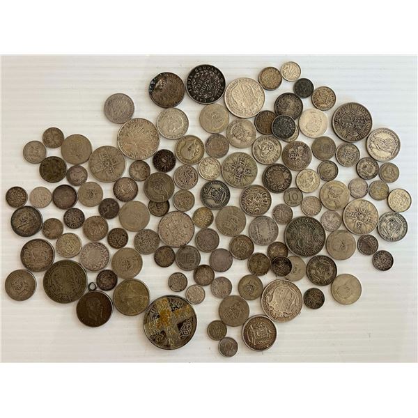 World coin lot;  Assorted group of World silver coins. Approx. 500 grams