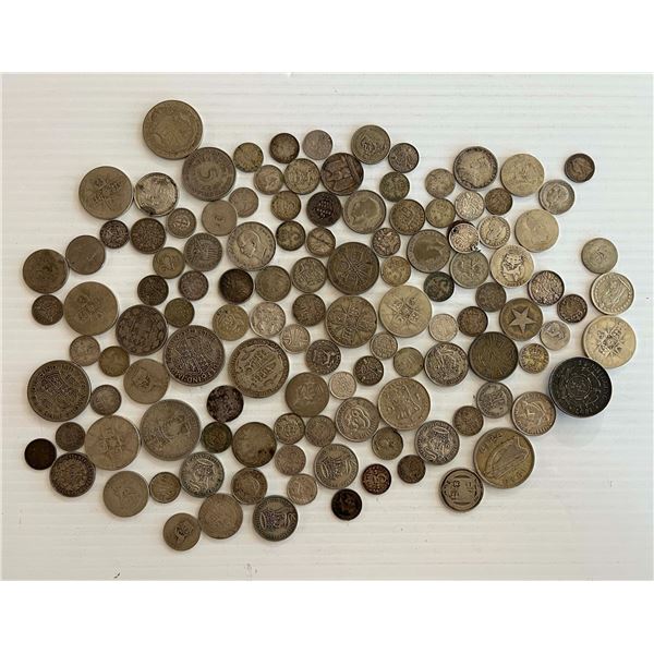 World coin lot;  Assorted group of World silver coins. Approx. 500 grams