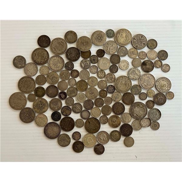 World coin lot;  Assorted group of World silver coins. Approx. 500 grams
