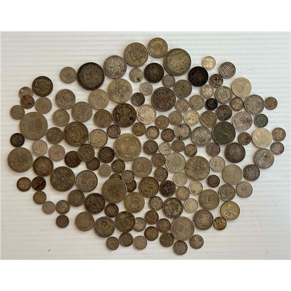 World coin lot;  Assorted group of World silver coins. Approx. 500 grams