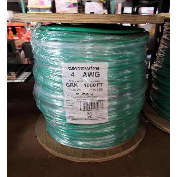 Spool (1000-ft) Cerrowire 4 AWG Green Slip Wire