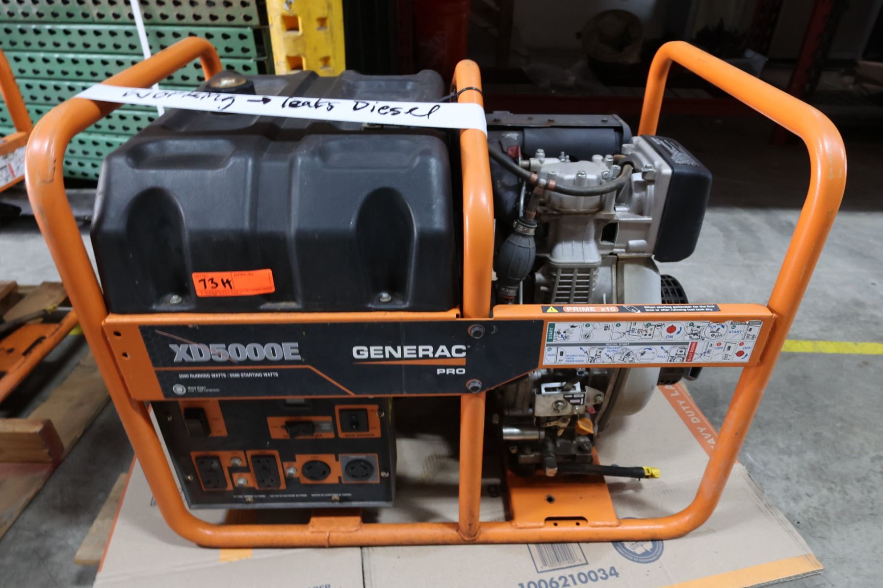 Generac XD5000E Pro 5000 Watts Portable Generator (Works - leaks diesel)