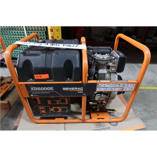 Generac XD5000E Pro 5000 Watts Portable Generator (Works - leaks diesel)