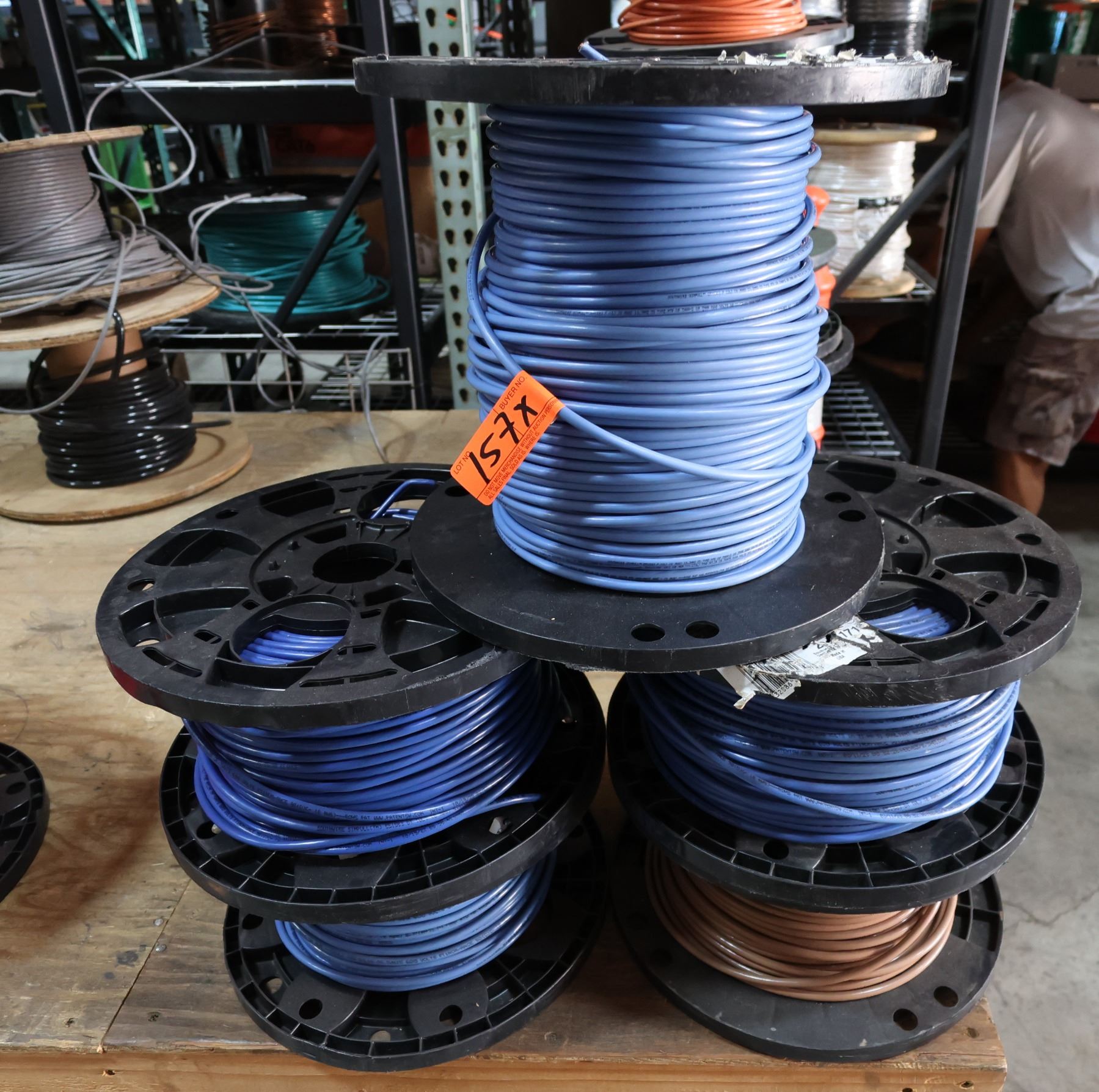 Simpull Spools Qty 5 Spools Wire: 4 Southwire Blue Simpull 551583 TWM75 Wire & 1 Brown ...