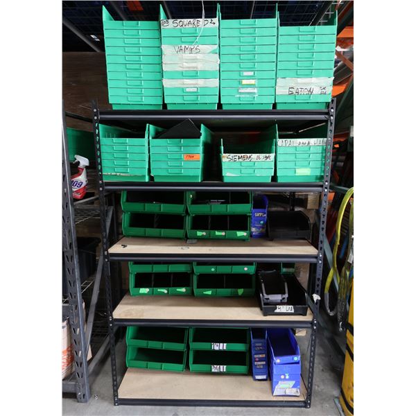 Metal Shelf w/ Multiple Green Stacking Storage Bins 24" x 11"
