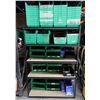 Image 1 : Metal Shelf w/ Multiple Green Stacking Storage Bins 24" x 11"