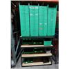 Image 1 : Metal Shelf w/ Multiple Green Stacking Storage Bins 24" x 11"