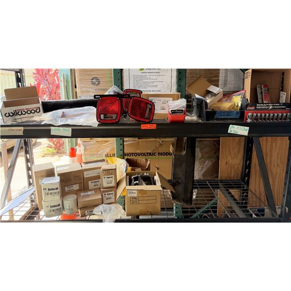 Contents of Shelf: Battery Terminals, Lights, Clamps, Filters, etc (Shelf not included)