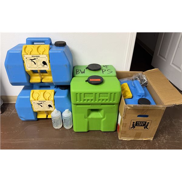 Qty 3 Speakman GravityFlo SE-4400 & 2 SAS Safety 5134-00 Portable Eyewash Stations