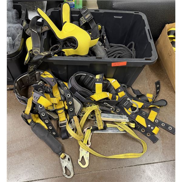 Multiple Guardian Fall Protection Harnesses, D-rings, Adjusters, Quick-Connect Closures, etc