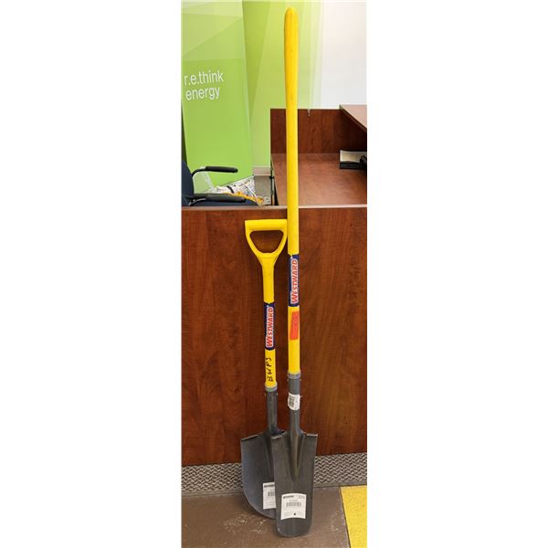 Qty 2 Westward Shovels w/ Fiberglass Handles, Misc Sizes