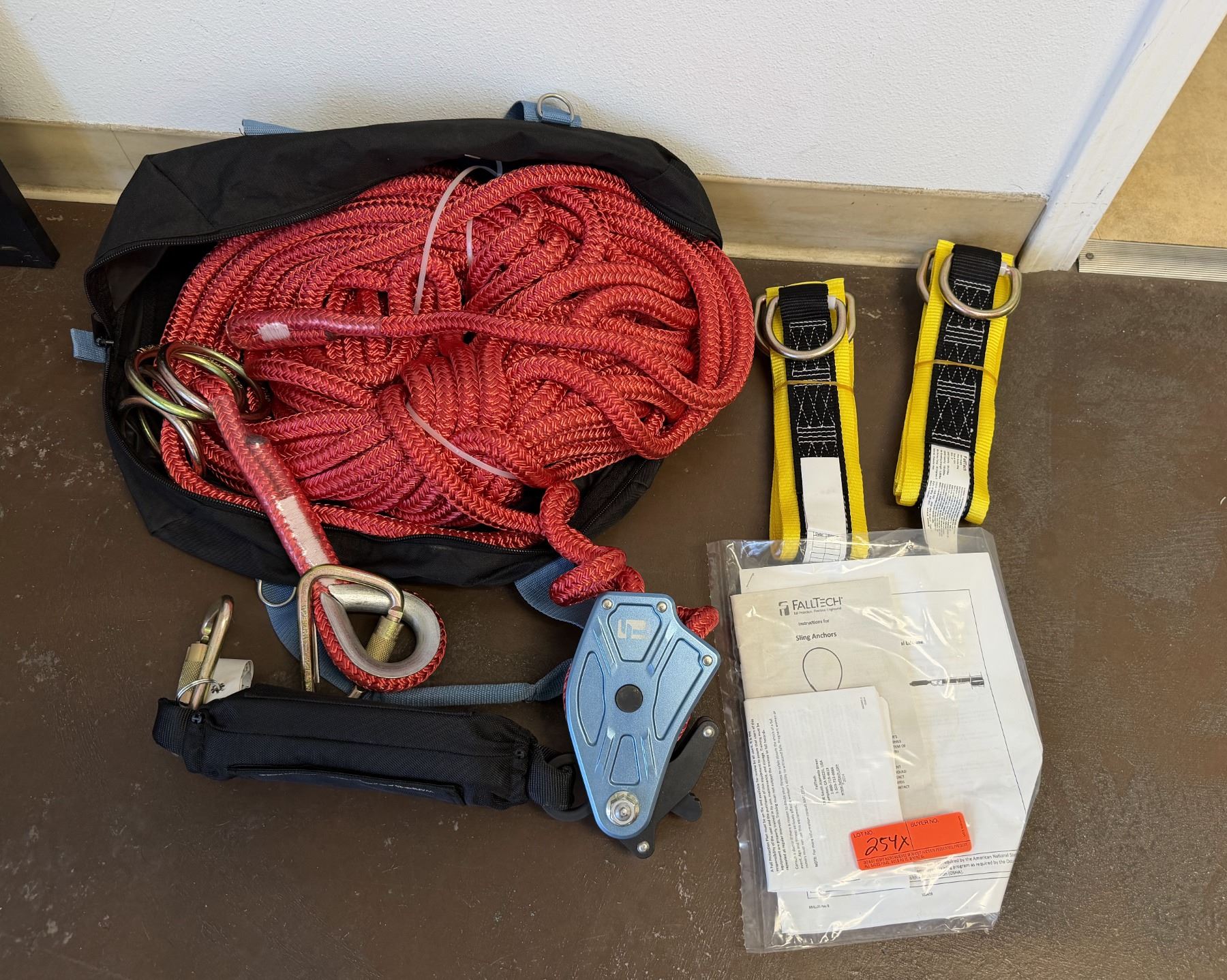Multiple FallTech Sling Anchors, Slings, Rope, Hooks, etc