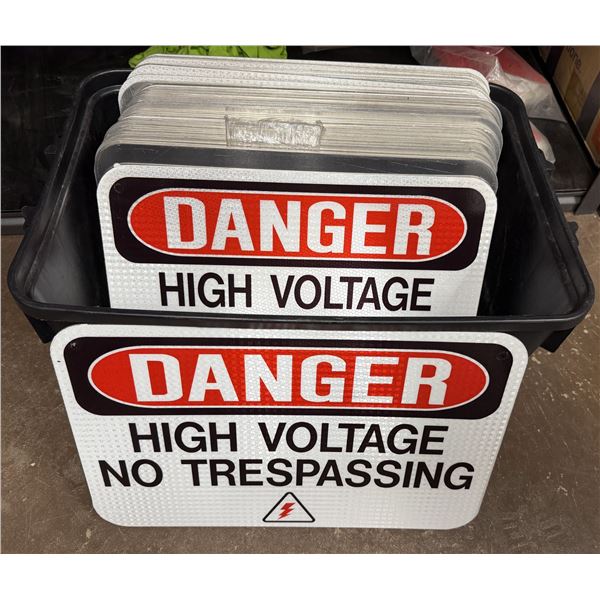 Multiple Signs: Danger High Voltage No Trespassing