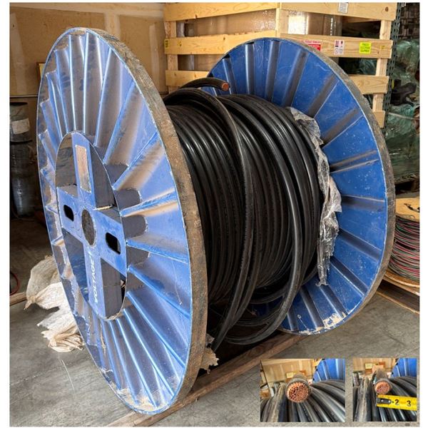 Large Spool Voltage LLC 1000MCM 2kV PV Wire Copper XLPE Black Dry or Wet Wire 54" Dia, 34"W
