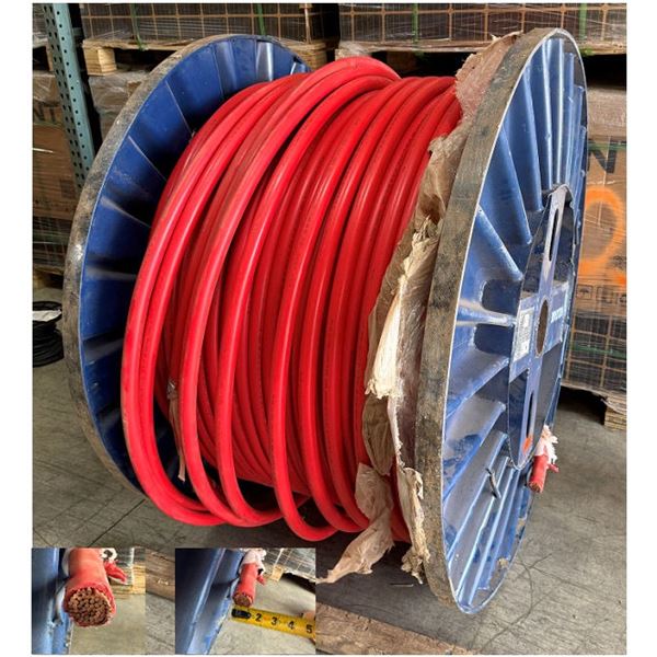 Large Spool Voltage LLC 1000MCM PV Wire Copper XLPE Red Dry or Wet Wire 54" Dia, 31"W