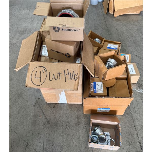 Multiple Boxes Southwire Electrical Conduit Hubs & Fittings, Eaton Liquidtight Connectors, etc