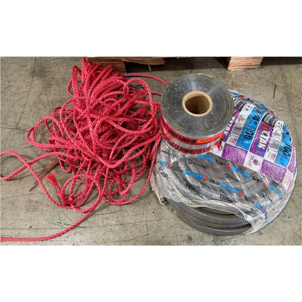 Titan 100' 3/4" (21mm) Metal Clad Conduit New, Spool Wire & Misc Rope