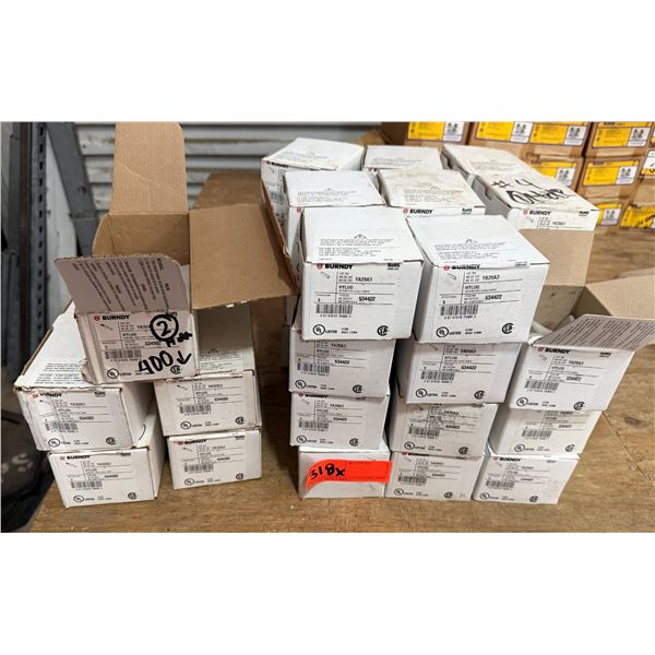 Multiple Boxes Burndy YA28A3 Terminals, HYLUG Compressions Lugs, etc