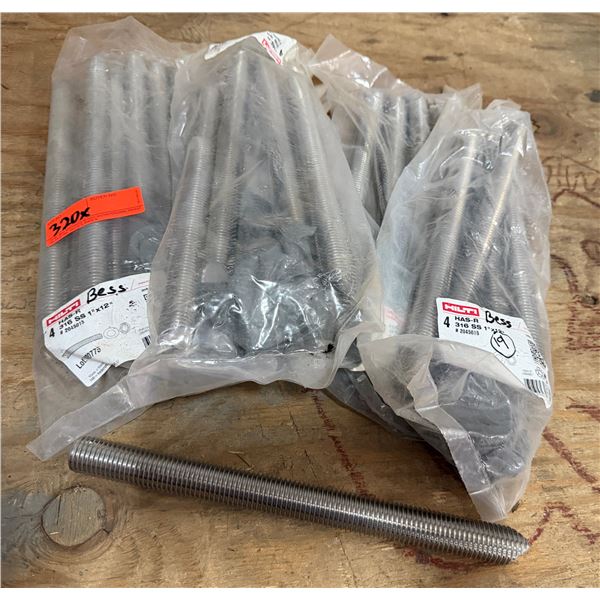 Multiple Hilti HAS-R High-Performance Anchor Rods 12"L