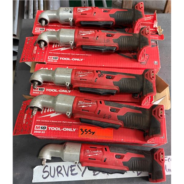 Qty 4 Milwaukee 2668-20 Right Angle Impact Wrenches (Tool Only)