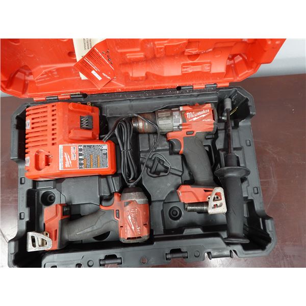 Milwaukee 2904-20 Hammer Drill, 2853-20 Hex Driver & Charger in Hard Case