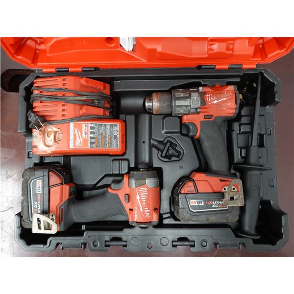 Milwaukee 3697-22 Combo Kit: 2953-20 Hex Impact Driver, 2904-20 Hammer Drill/Driver & Charger in Har