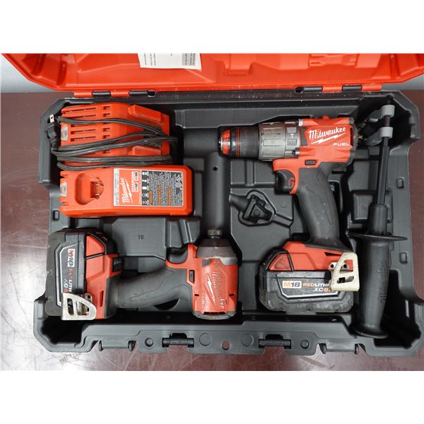 Milwaukee 2997-22 Combo Kit: 2853-20 Hex Impact Driver, 2804-20 Hammer Drill/Driver & Charger in Har