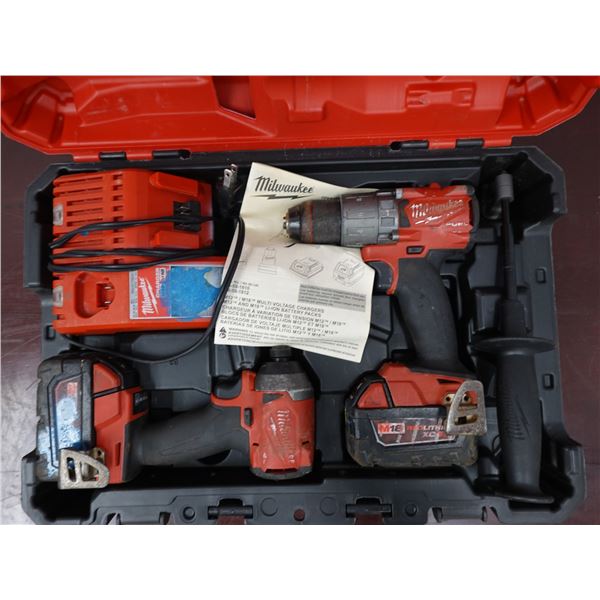 Milwaukee 2997-22 Combo Kit: 2853-20 Hex Impact Driver, 2804-20 Hammer Drill/Driver & Charger in Har