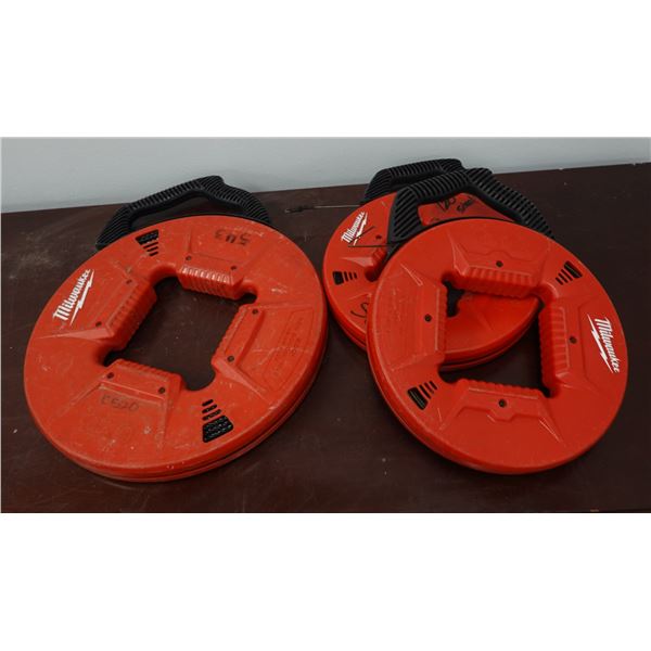 Qty 3 Milwaukee 48-22-4167 Non-Conductive Polyester & 48-22-4176 Steel  Fish Tape