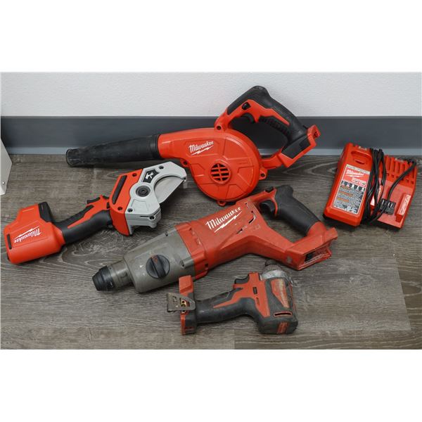 Milwaukee 2713-20 Rotary Hammer, 2470-20 Pipe Shear, 0884-20 Blower, Charger, etc