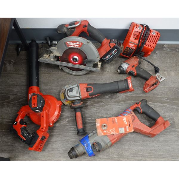 Milwaukee 2713-20 Rotary Hammer, 2881-20 Grinder, Blower, Circular Saw, Charger, etc
