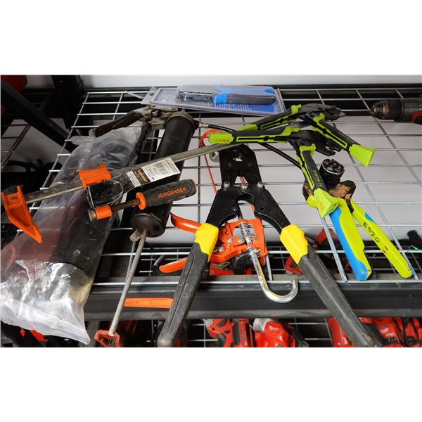 Multiple Hand Tools: Ideal Crimpmaster, Greenlee Quick Release Pliers, Jorgensen Bar Clamp, etc
