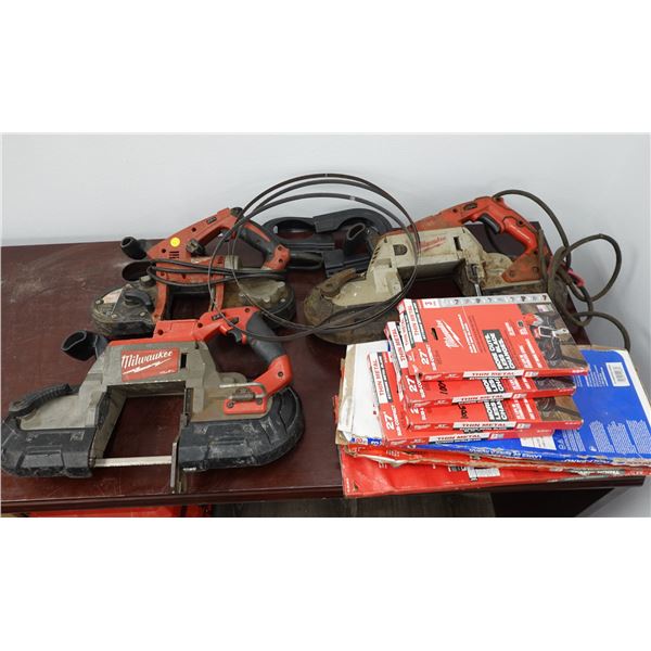 Multiple Milwaukee Band Saws & Thin Metal Band Saw Blades