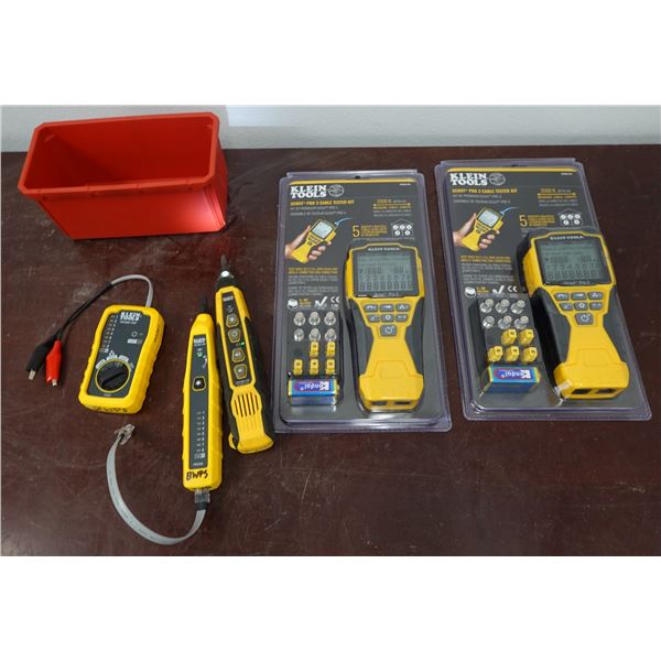 Qty 2 Klein Tools Scout PRD 3 Cable Tester Kits, VDV500-705P Probes, etc