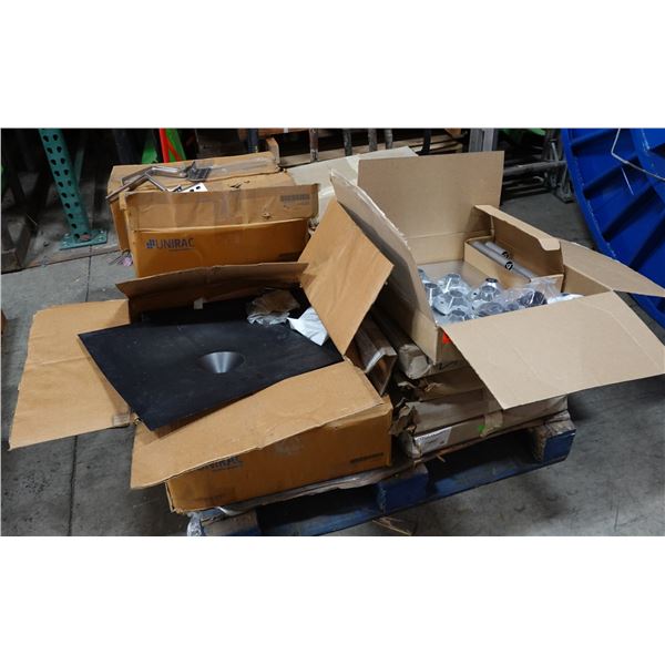Multiple Roof Flashings, Unirac Solar Panel Mounting Hardware, QBase Universal Mounts, Screws, etc