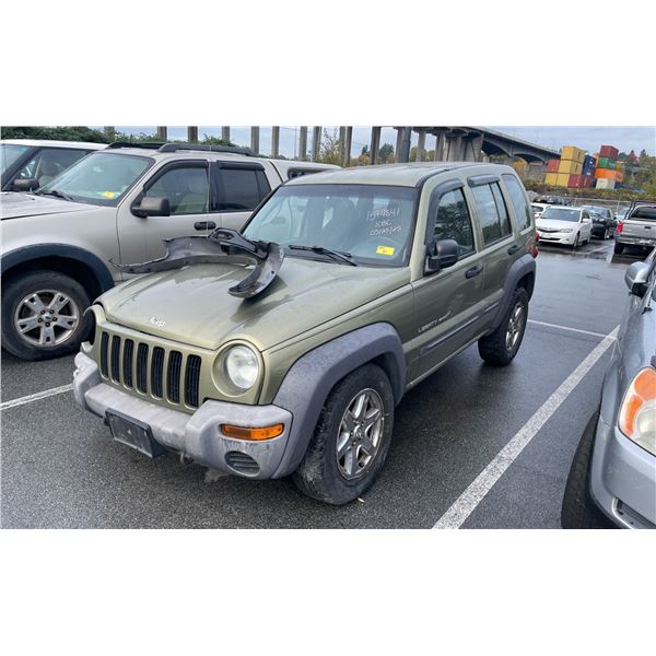 2003 JEEP LIBERTY SPORT, 4DRSW, GREEN, VIN 1J4GL48K83W731547,