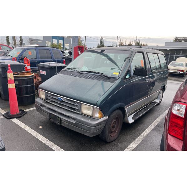 1997 FORD AEROSTAR XLT, 3DRSW, GREEN, VIN 1FMDA11U2VZB25621,