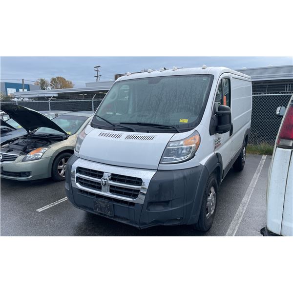 2017 DODGE PROMASTER 1500, 3DR CARGO VAN, WHITE, VIN 3C6TRVNG9HE541967,