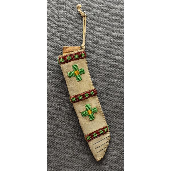 PLAINS BEADED KNIFE SHEATH AND KNIFE
