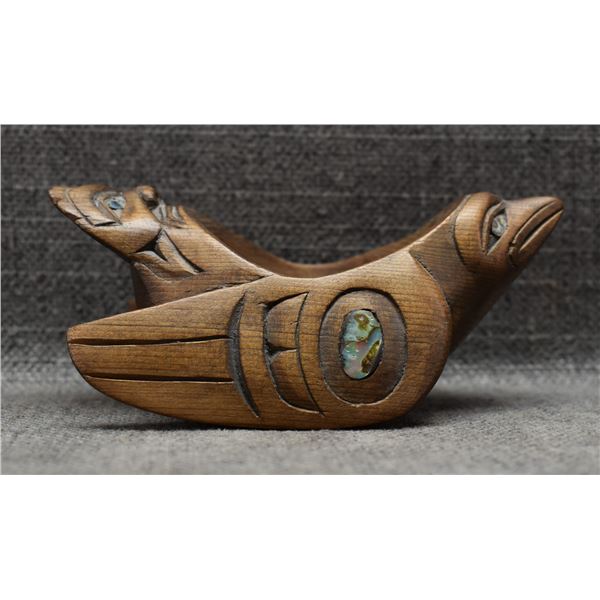 TLINGIT INDIAN WOODEN GREASE BOWL (LAVALLE)