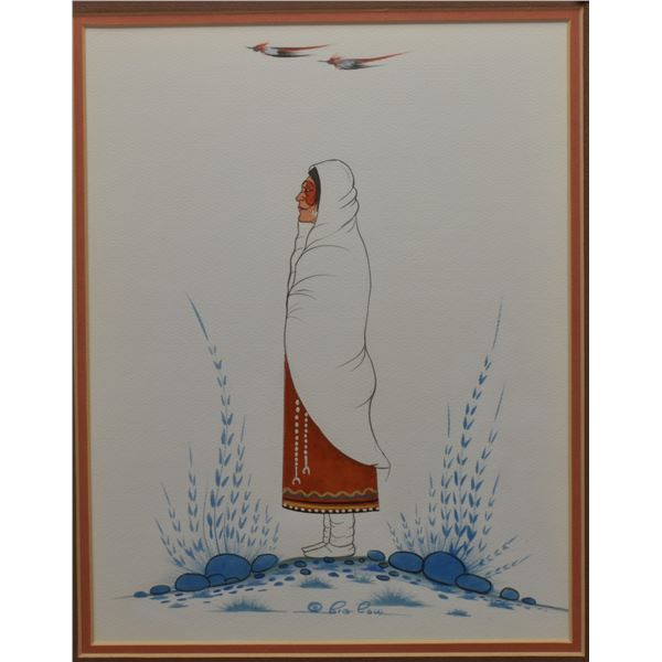 KIOWA INDIAN PAINTING. ( WOODY BIGBOW)