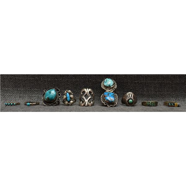 NINE NAVAJO AND ZUNI RINGS