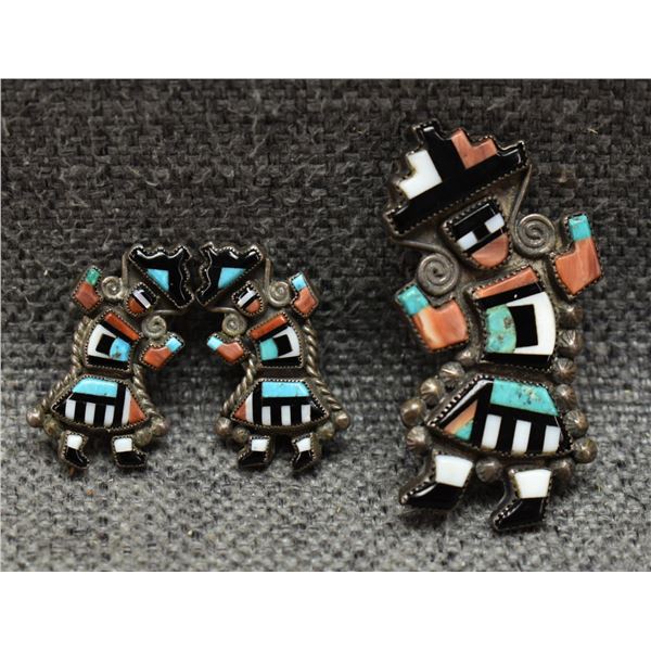 ZUNI PIN AND EARRINGS