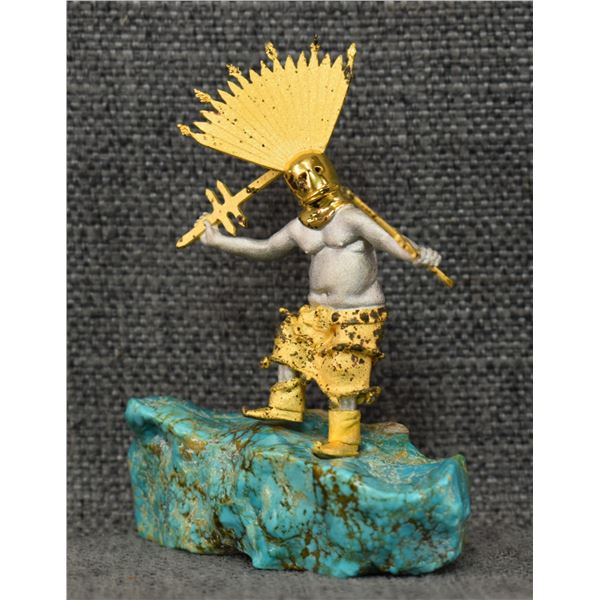 ZUNI STERLING SILVER AND GOLD SCULPTURE (MIKAEL REDMAN)