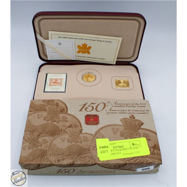 24K GOLD PLT STERLING 150 ANN COIN & STAMP SET