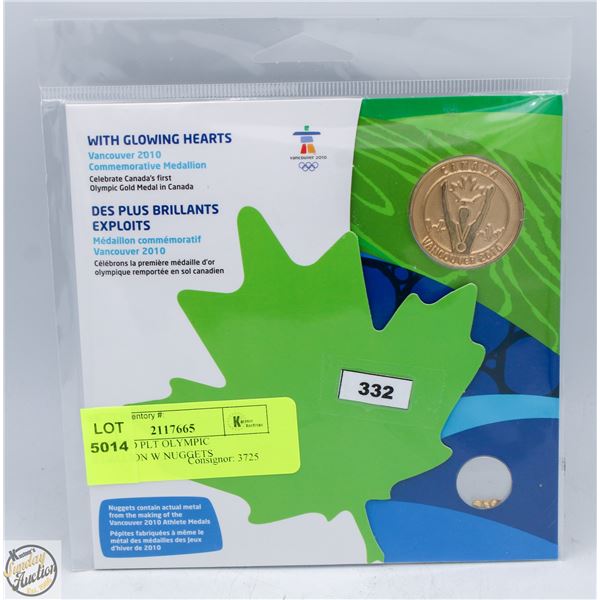 2010 GOLD PLT OLYMPIC MEDALLION W NUGGETS
