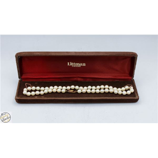 PEARL NECKLACE W 14K GOLD CLASP